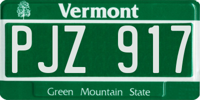 VT license plate PJZ917