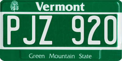 VT license plate PJZ920