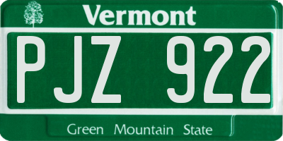 VT license plate PJZ922