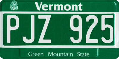 VT license plate PJZ925