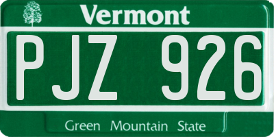 VT license plate PJZ926