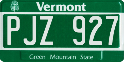 VT license plate PJZ927