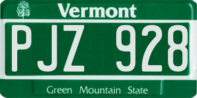 VT license plate PJZ928