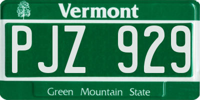 VT license plate PJZ929