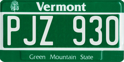 VT license plate PJZ930