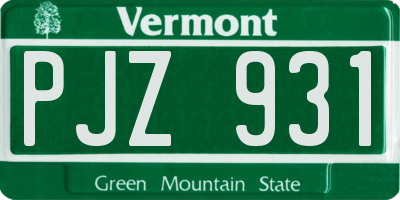 VT license plate PJZ931