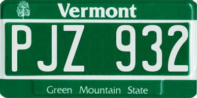 VT license plate PJZ932