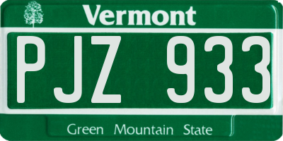 VT license plate PJZ933