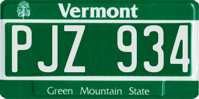 VT license plate PJZ934