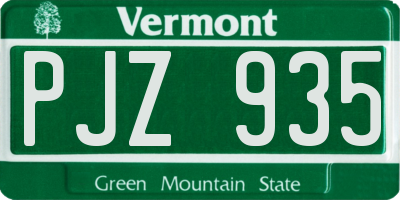 VT license plate PJZ935