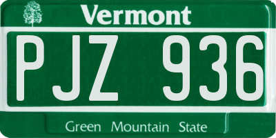 VT license plate PJZ936
