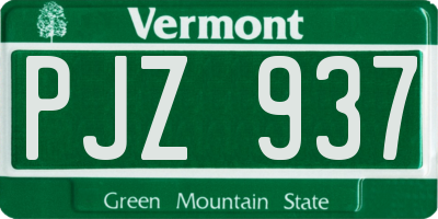VT license plate PJZ937
