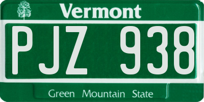 VT license plate PJZ938