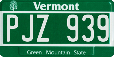 VT license plate PJZ939
