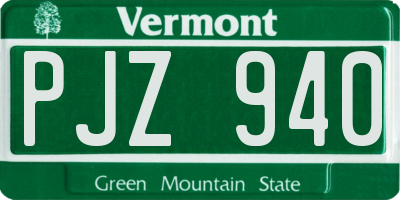 VT license plate PJZ940