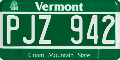 VT license plate PJZ942