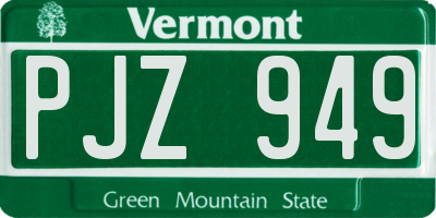 VT license plate PJZ949