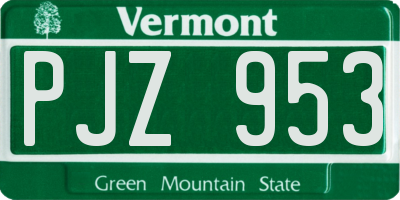 VT license plate PJZ953