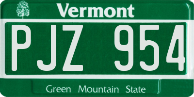 VT license plate PJZ954