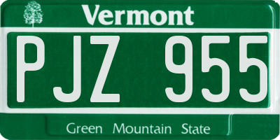 VT license plate PJZ955