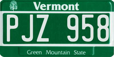 VT license plate PJZ958
