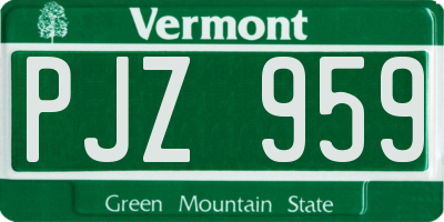 VT license plate PJZ959