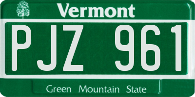VT license plate PJZ961
