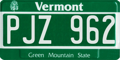 VT license plate PJZ962
