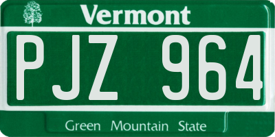 VT license plate PJZ964
