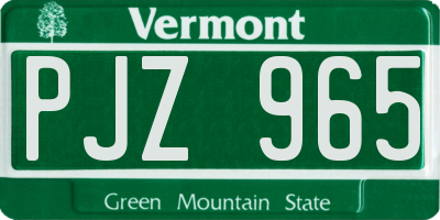 VT license plate PJZ965