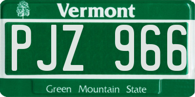 VT license plate PJZ966
