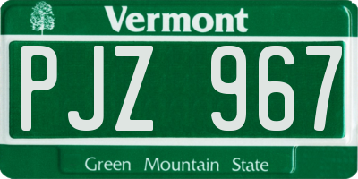 VT license plate PJZ967