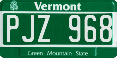 VT license plate PJZ968