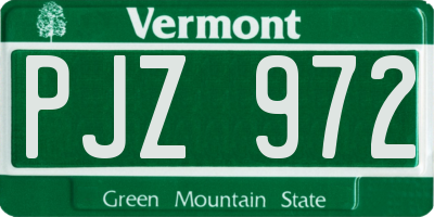 VT license plate PJZ972