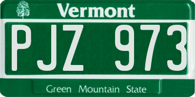 VT license plate PJZ973