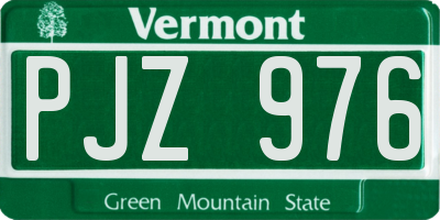 VT license plate PJZ976