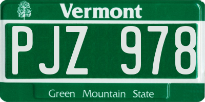 VT license plate PJZ978