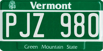 VT license plate PJZ980