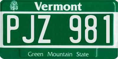 VT license plate PJZ981