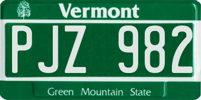 VT license plate PJZ982