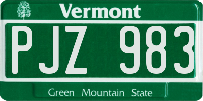 VT license plate PJZ983