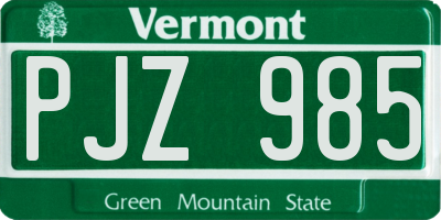 VT license plate PJZ985