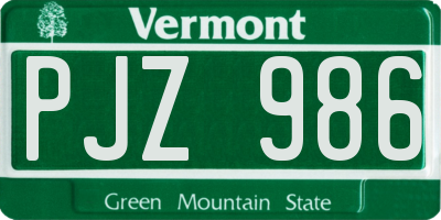 VT license plate PJZ986