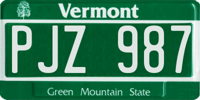 VT license plate PJZ987