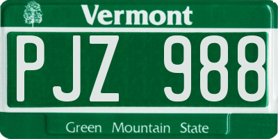 VT license plate PJZ988