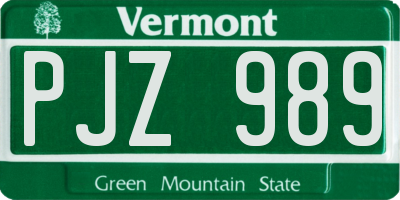 VT license plate PJZ989