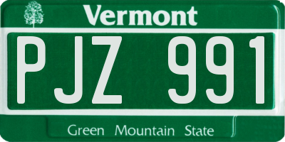 VT license plate PJZ991