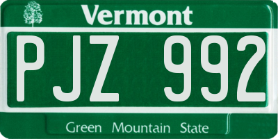 VT license plate PJZ992