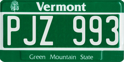 VT license plate PJZ993