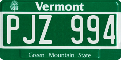 VT license plate PJZ994